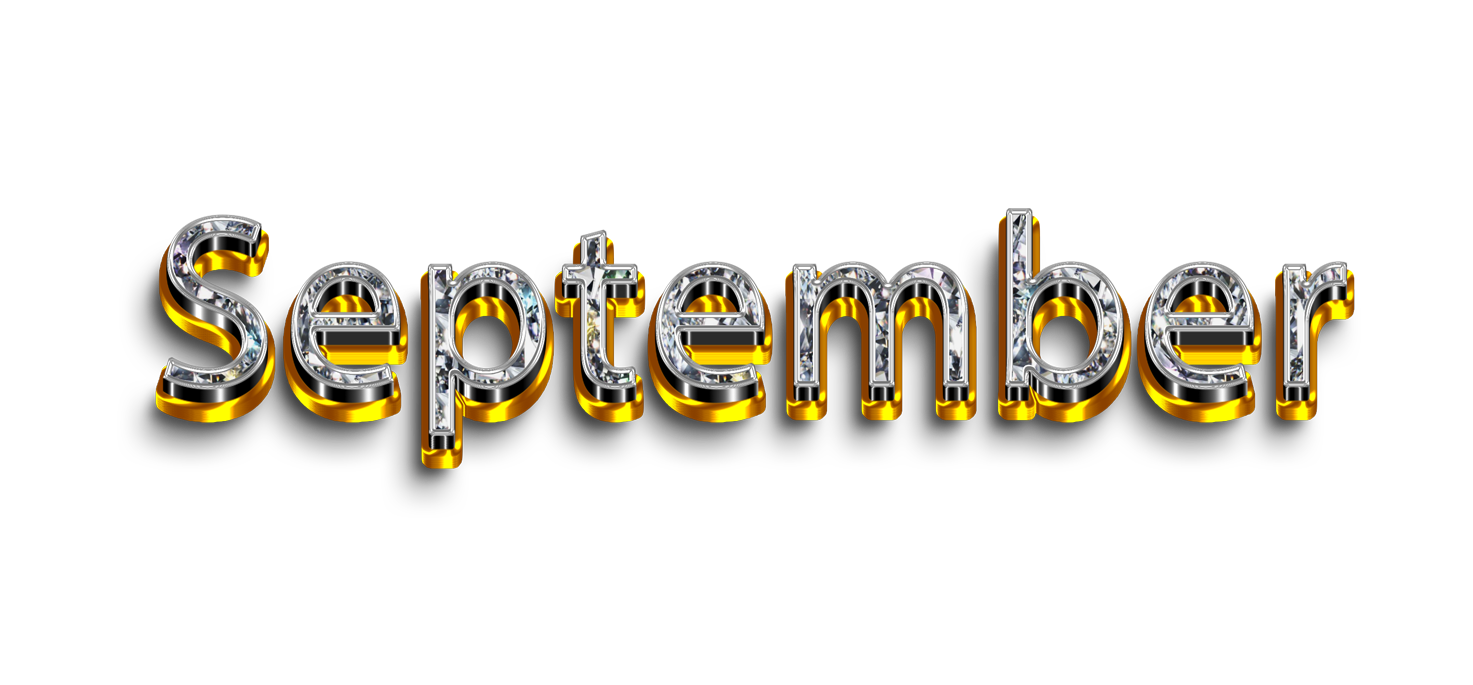 September png, word September png, September word png, September text png, September letters png, September word diamond gold text typography PNG images transparent background